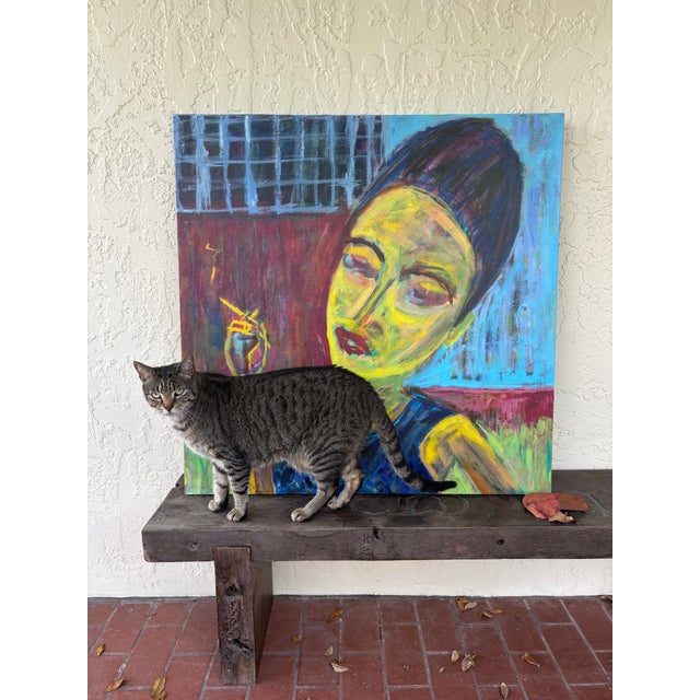 “Between Thoughts” Original Acrylic Contemporary Expressionism Portrait by Linda McDonough For Sale - Image 11 of 12