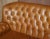 Small Wide Tan Leather Tufted Chesterfield Sofa with High Back For Sale - Image 4 of 18