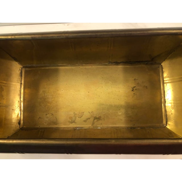 Metal 1950s Contemporary Solid Brass Rectangle Planter For Sale - Image 7 of 9