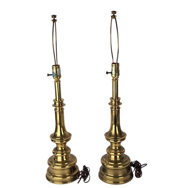 Stiffel Brass Baluster Table Lamps - Hollywood Regency - MCM - A Pair For Sale - Image 11 of 17