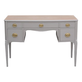 Late 20th Century Mid-Century Walnut Desk With Leather Top For Sale