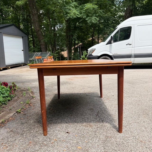Mid-Century Modern Danish Draw-Leaf Teak Dining Table For Sale - Image 11 of 12