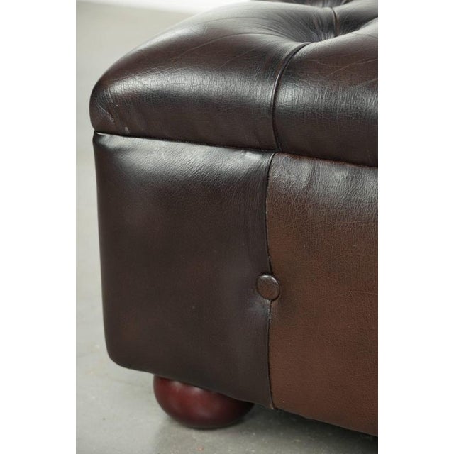 English Chesterfield Cowhide Ottoman with Colors For Sale - Image 9 of 10