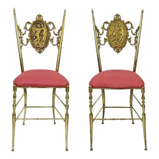 Mid-20th Century Neo-Classical Brass Chairs, Set of 2 For Sale