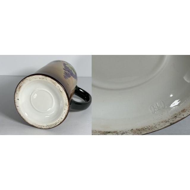 Purple Early 20th Century Art Nouveau Hand-Painted Grapevine Porcelain Stein Mug For Sale - Image 8 of 10