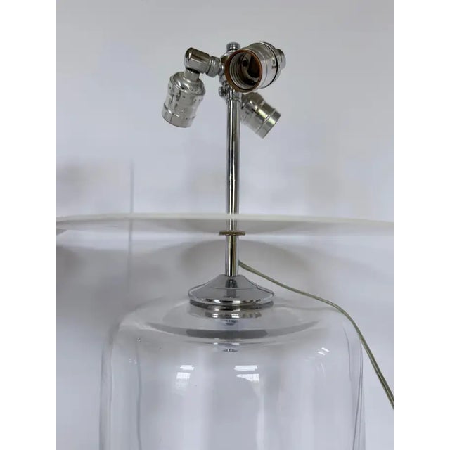 Pyrex 1970s Original John Saladino Modern Blown Glass Cylindrical Table Lamps, Pair For Sale - Image 4 of 6