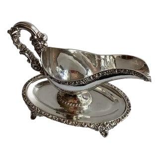 Gravy Boat with Silver Tray, Set of 2 For Sale