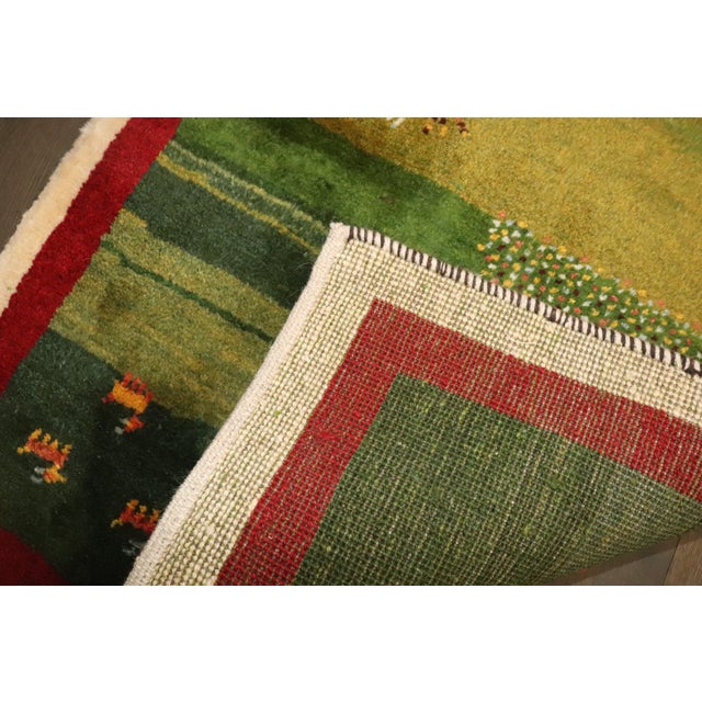 Early 21st Century Bright Green Gabbeh Rug - 2'8" x 3'9" For Sale - Image 4 of 6