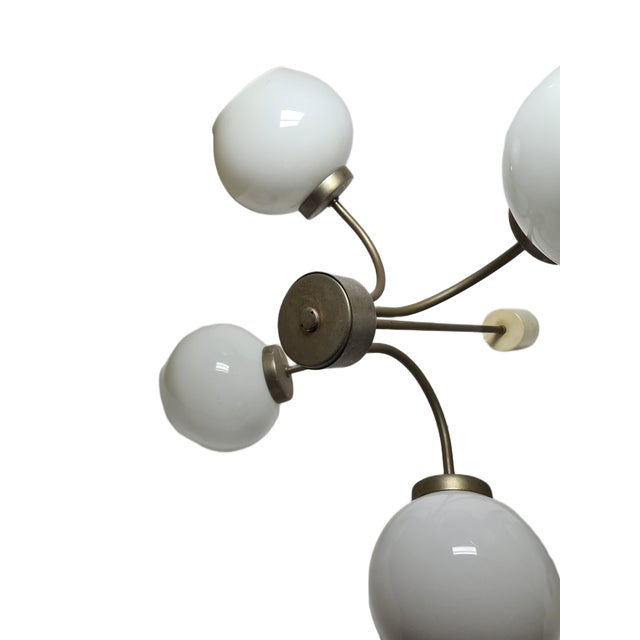 Postmodern Brass and Glass Chandelier, Poland, 1970s For Sale - Image 15 of 18