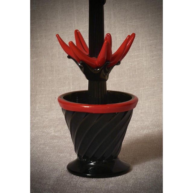 2000 - 2009 Italian Red and Black Murano Glass Cactus Sculpture, 2000s For Sale - Image 5 of 10