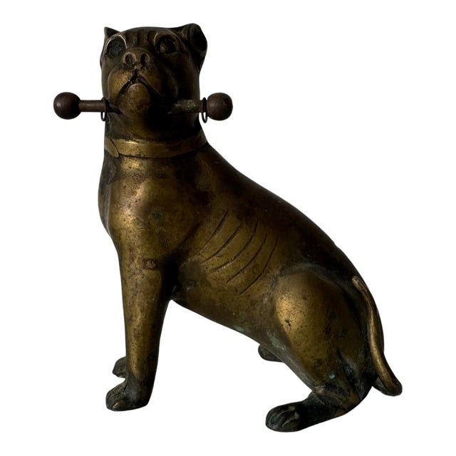 Vintage Heavy Brass Bulldog / Mastiff Dog Statue – Dog Lover Figurine For Sale