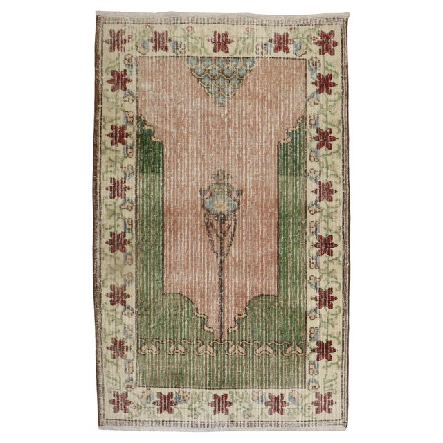 Early 21st Century Zabihi Collection Worn Turkish Prayer Rug - 2'10" x 4'1" For Sale In New York - Image 6 of 18