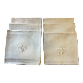 Monogrammed Linen Damask Napkins For Sale