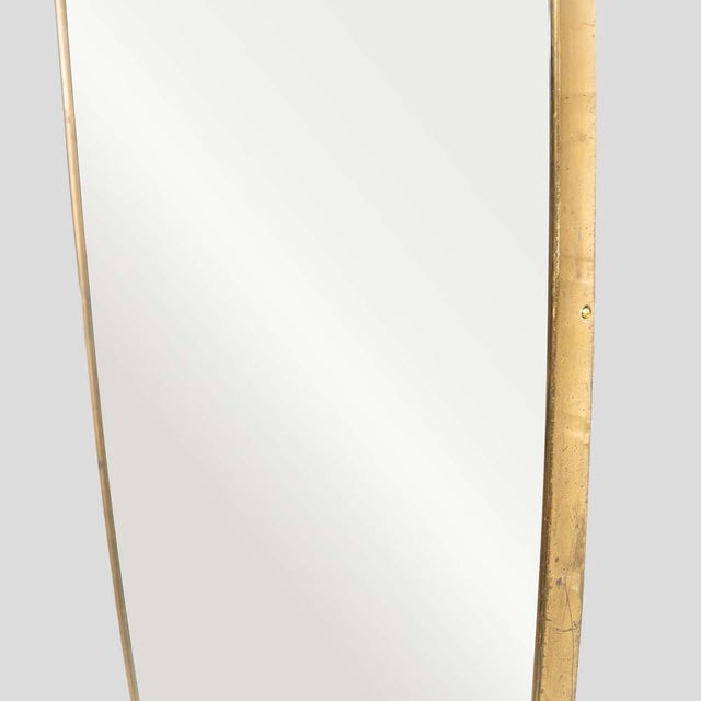 Large Vintage Italian Shield Shaped Brass Mirror, 1960s For Sale - Image 3 of 10