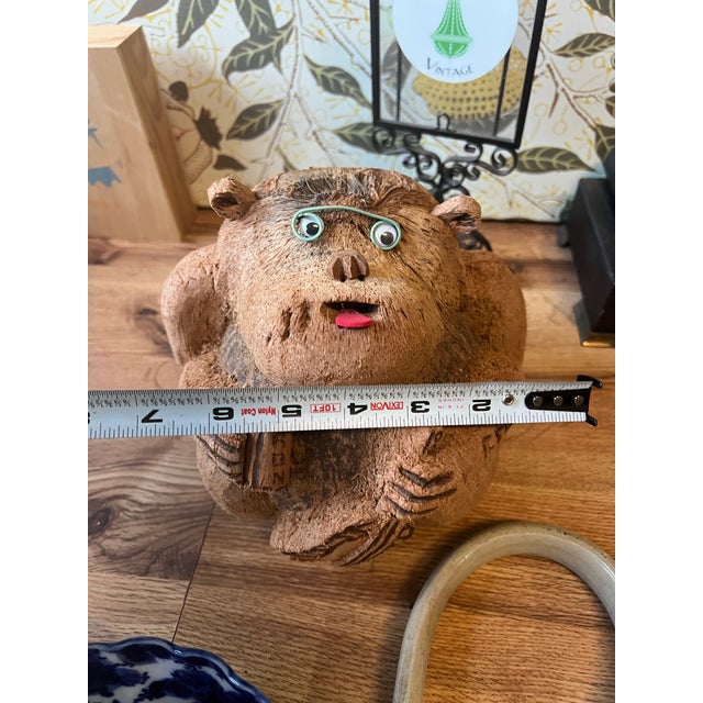 1970s Wooden Carved Monkey Figure Sculpture From Ecuador For Sale - Image 5 of 8