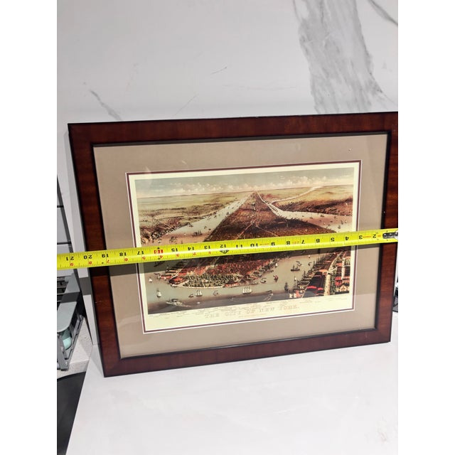 A Vintage 1884 Bird's-Eye View Lithograph of New York City by Currier & Ives, Featuring the Newly Opened Brooklyn Bridge . For Sale - Image 9 of 9