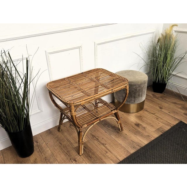 Italian Bamboo Rattan Side Table by Tito Agnoli, 1960s For Sale - Image 6 of 10