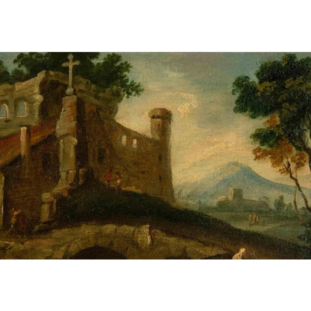 River Landscape with Bystanders, Oil on Canvas, 18th-Century For Sale - Image 4 of 4