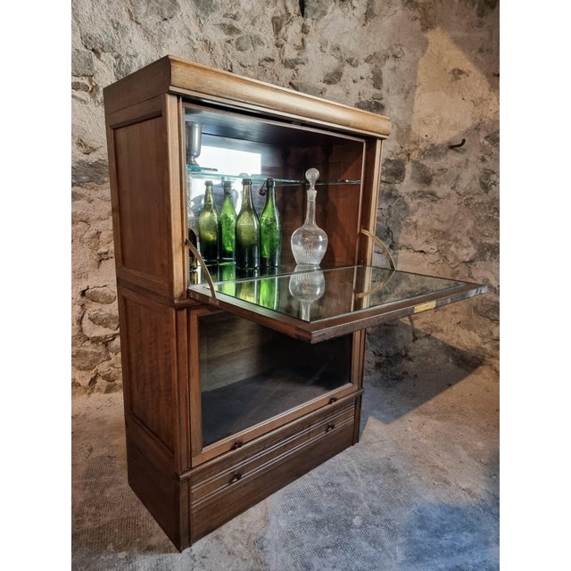 Vintage Modular Mahogany Bar Cabinet in the style of Globe Wernicke, 1960s For Sale - Image 4 of 18
