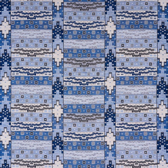 Traditional Sample - Schumacher Fairuza Flatweave Fabric, Denim For Sale - Image 3 of 3