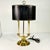 Brass Mid-Century French Regency Neoclassical Bouilette Table Lamp & Reptile Embossed Black Shade For Sale - Image 8 of 15