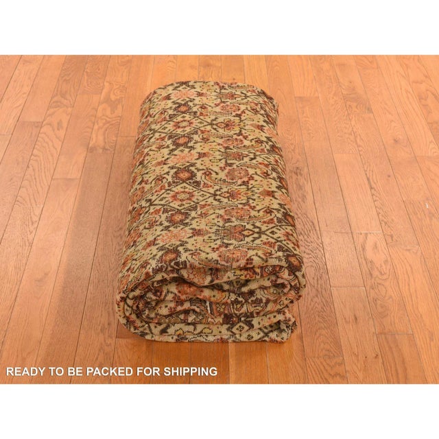 Textile 1900 8'3"x11'5" Brown Antique Persian Fish Tabriz Herat Design Wool Hand Knotted Rug For Sale - Image 7 of 9