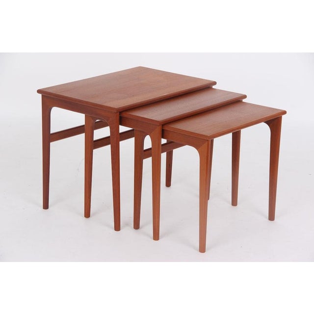 Danish Nesting Tables in Teak Wood, 1960s, Set of 3 For Sale - Image 4 of 11