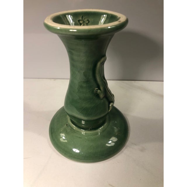 Mid-Century Modern Vintage Green Salamander Bud Vase For Sale - Image 3 of 7