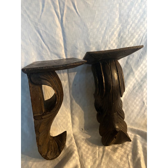 Pair Acanthus Leaf Wooden Corbels For Sale - Image 9 of 12