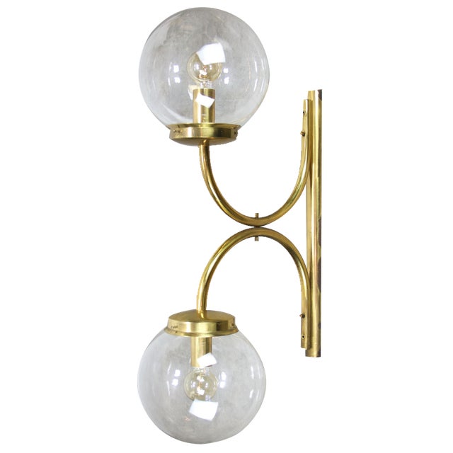 Large Mid-Century Italian Brass Wall or Ceiling Lamp, 1960s For Sale
