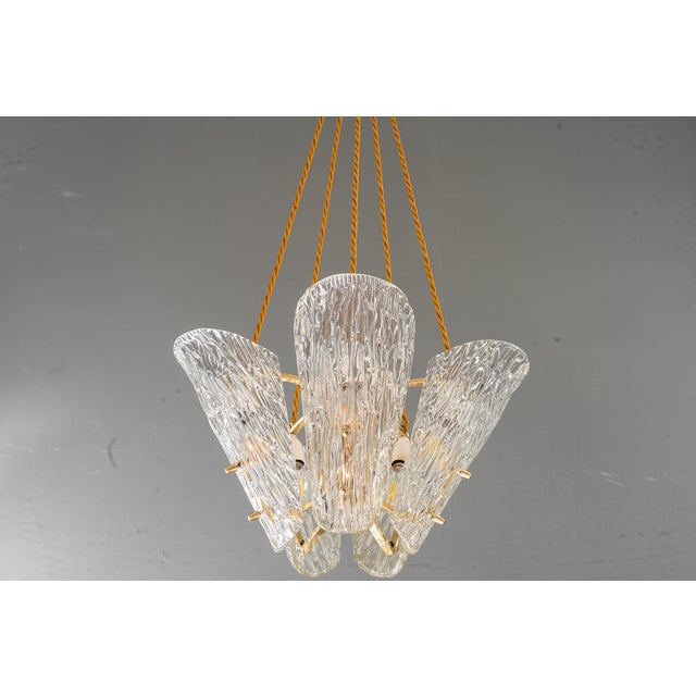 Vintage Klamar Chandelier with Textured Glass, 1950s For Sale - Image 10 of 18