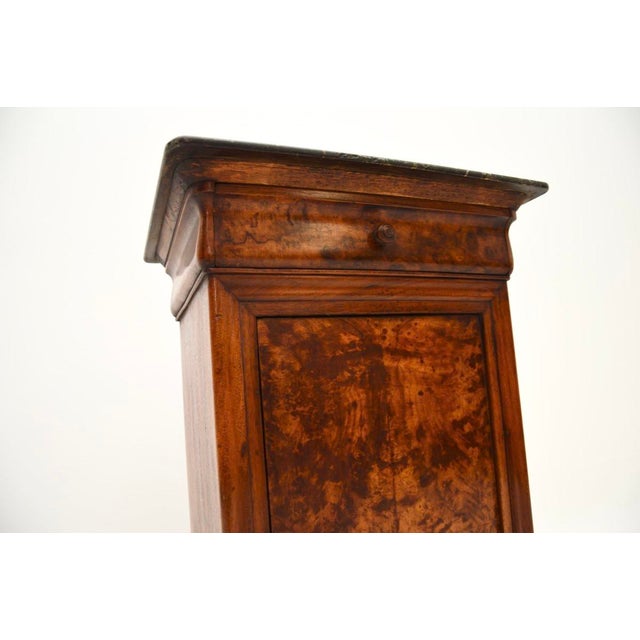 Brown French Walnut Bedside Table with Marble Top, 1880s For Sale - Image 8 of 10