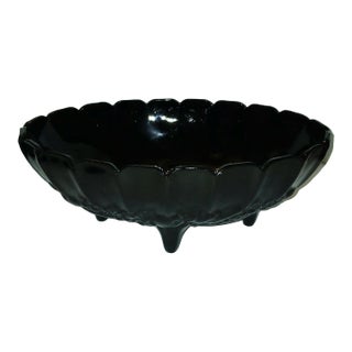1960s Oval Footed Garland Black Amethyst Centerpiece From Indiana Glass Co. For Sale