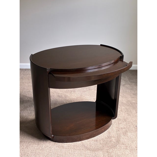 Pair of Barbara Barry for McGuire Modern Oval Nightstands / End Tables For Sale - Image 9 of 12