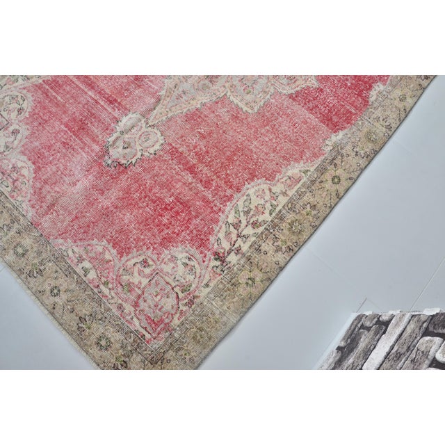 Oushak Vintage Wool Area Carpet For Sale - Image 4 of 7