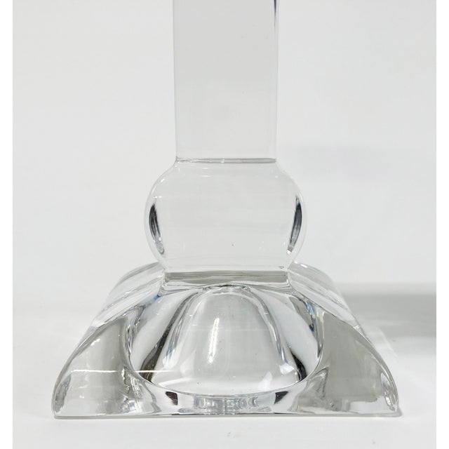Vintage Bohemia Squared Column Crystal Candlestick Holders, a Pair For Sale In Kansas City - Image 6 of 7