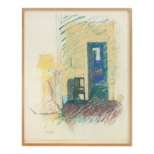 Robert O'Meara Interior Scene Pastel on Paper