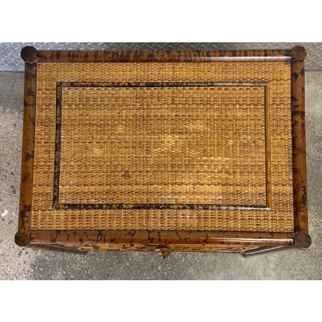 Late 20th Century Burnt Cane and Faux Bamboo Chest / Nightstand For Sale - Image 4 of 10