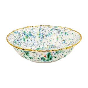 Salad Bowl Large Craquelé Edge Blue Marble