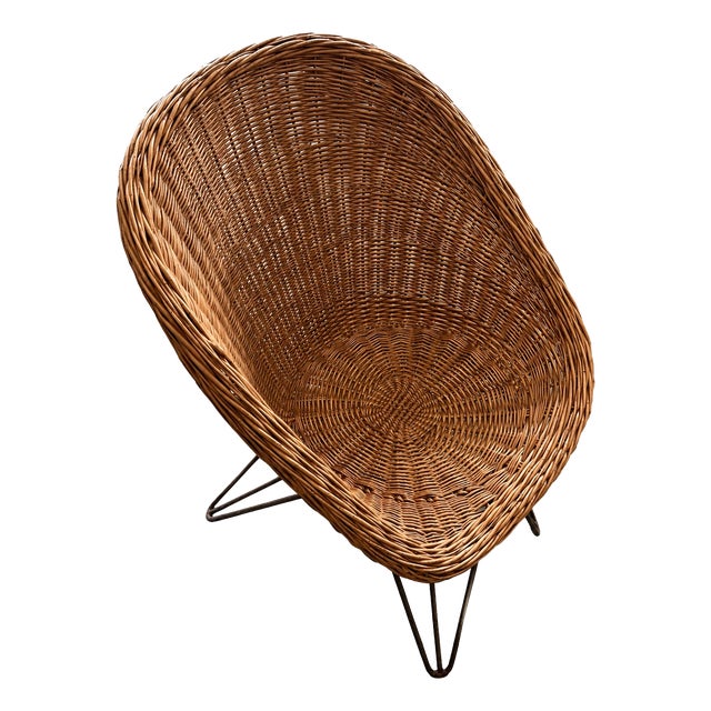 Vintage Rattan Armchair by Teun Velthuizen for Urotan, 1950 For Sale