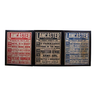 1930s Lancaster Theatre Movie Marquee Signs - Set of 3 For Sale