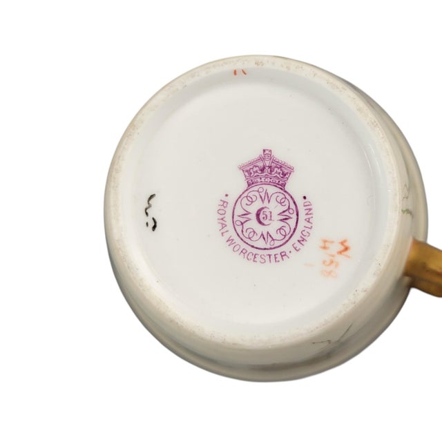 Blush Ivory Tea Service with Teapot, Cup and Saucer from Royal Worcester, 1893-1894, Set of 3 For Sale - Image 11 of 15