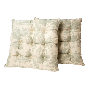 Pair of Tufted Toile & Silk Euro Pillows