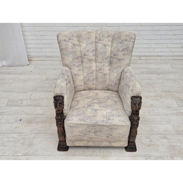 Vintage Danish Lounge Chair in Furniture Jacquard Fabric, 1960s For Sale - Image 16 of 18