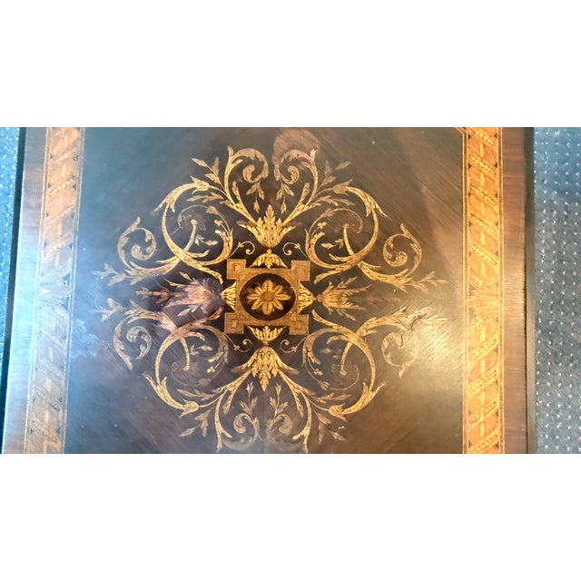 Antique Napoleon III Style Marquetry Clover Form Expandable Occasional Table by Pitkin & Brooks, Chicago For Sale - Image 13 of 17
