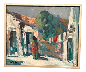 Tedde Rhodin, Spanish Houses, 1950s, Oil Painting on Panel, Framed
