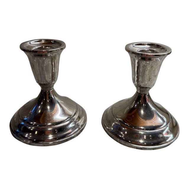 1980s Sterling Silver 4" Towle Candlesticks - a Pair For Sale