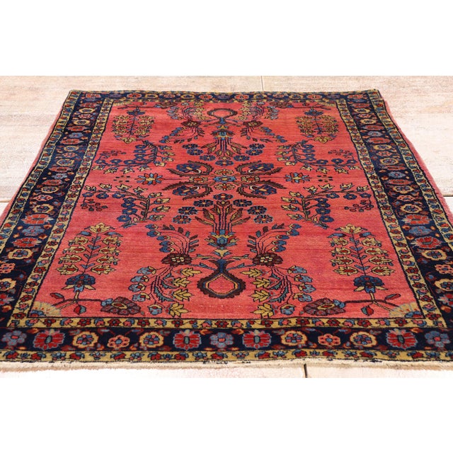 Antique Persian Sarouk Rug, 03'04 X 04'11 For Sale - Image 9 of 10