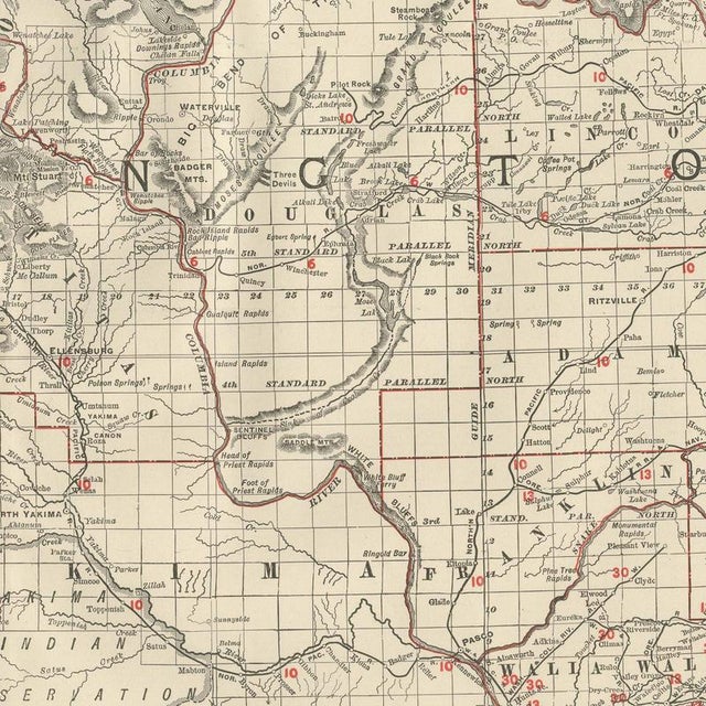 19th Century Antique Map of Washington State, The Evergreen State from Rand McNally, 1899 For Sale - Image 5 of 12