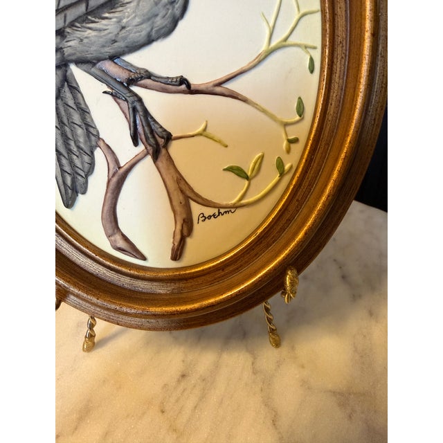 1950s 1950s Boehm Porcelain Fledgling Wall Art Bas-Relief Oval Frame For Sale - Image 5 of 9